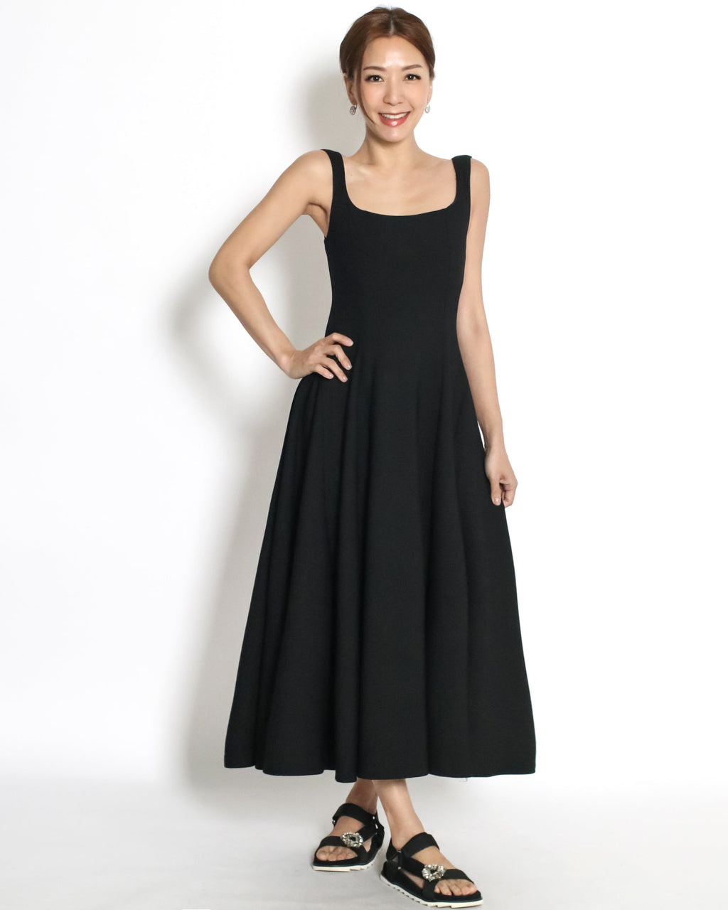 black scuba flare dress *pre-order*