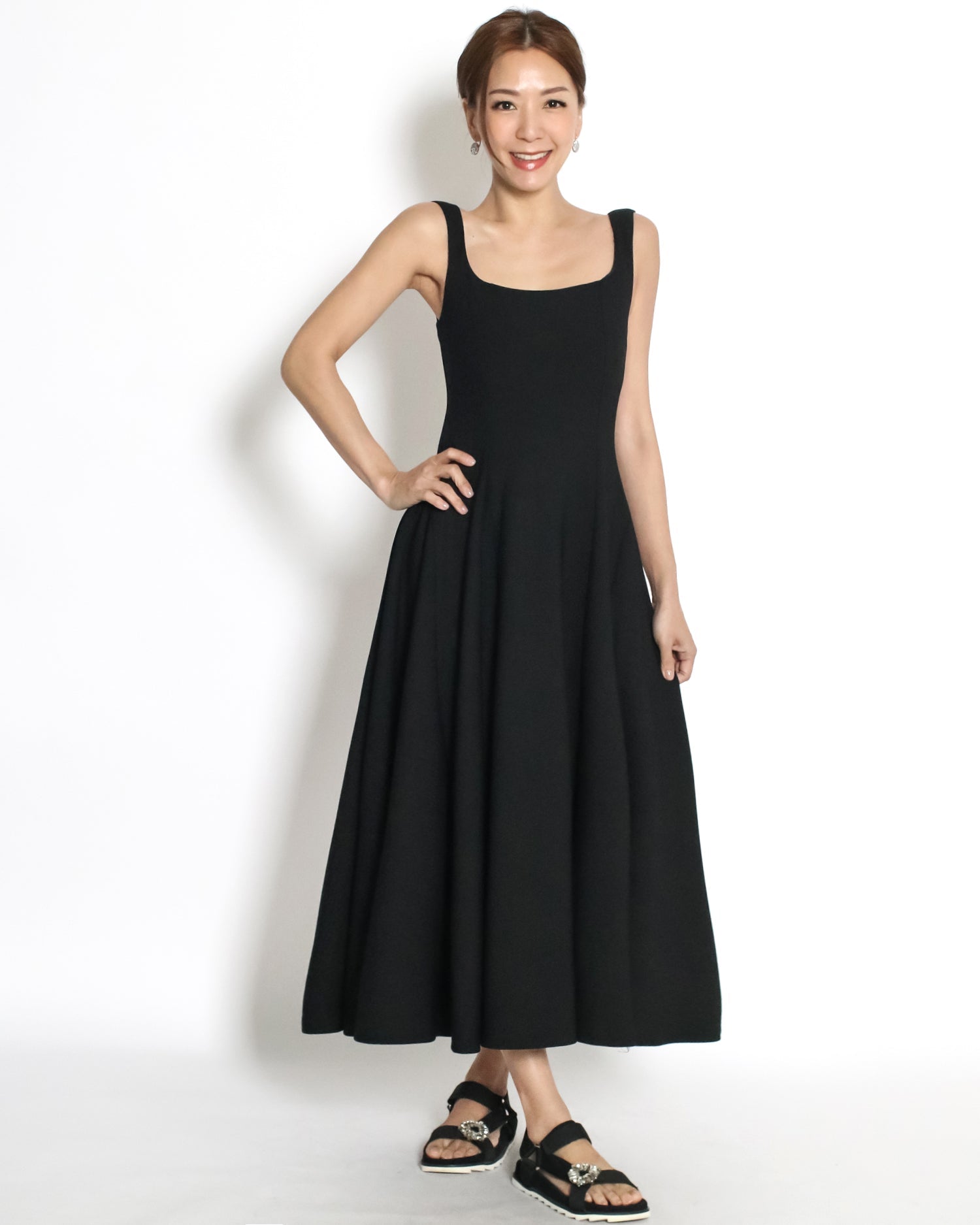 black scuba flare dress *pre-order*