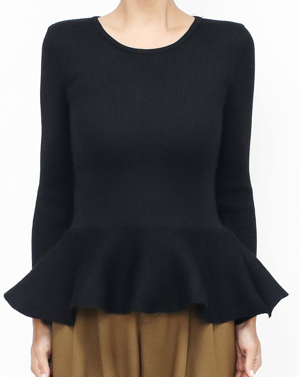 black ruffle hem knitted top *pre-order*