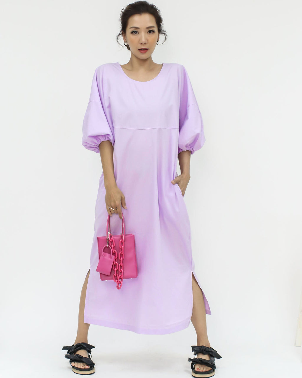 black PU leather bows sandals - 40