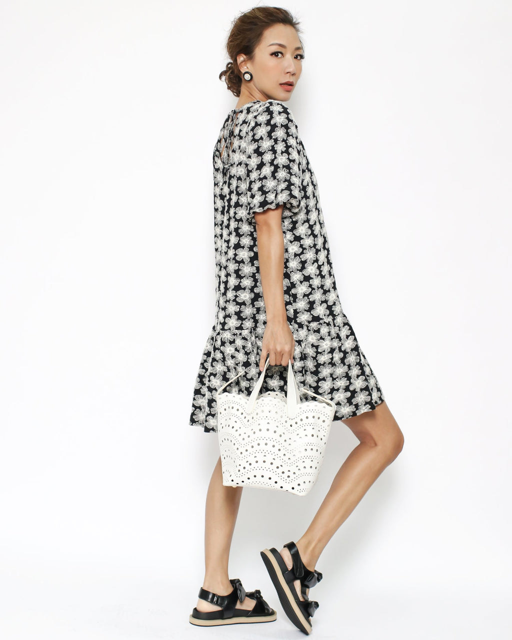 ivory PU leather laser cut tote bag *pre-order*