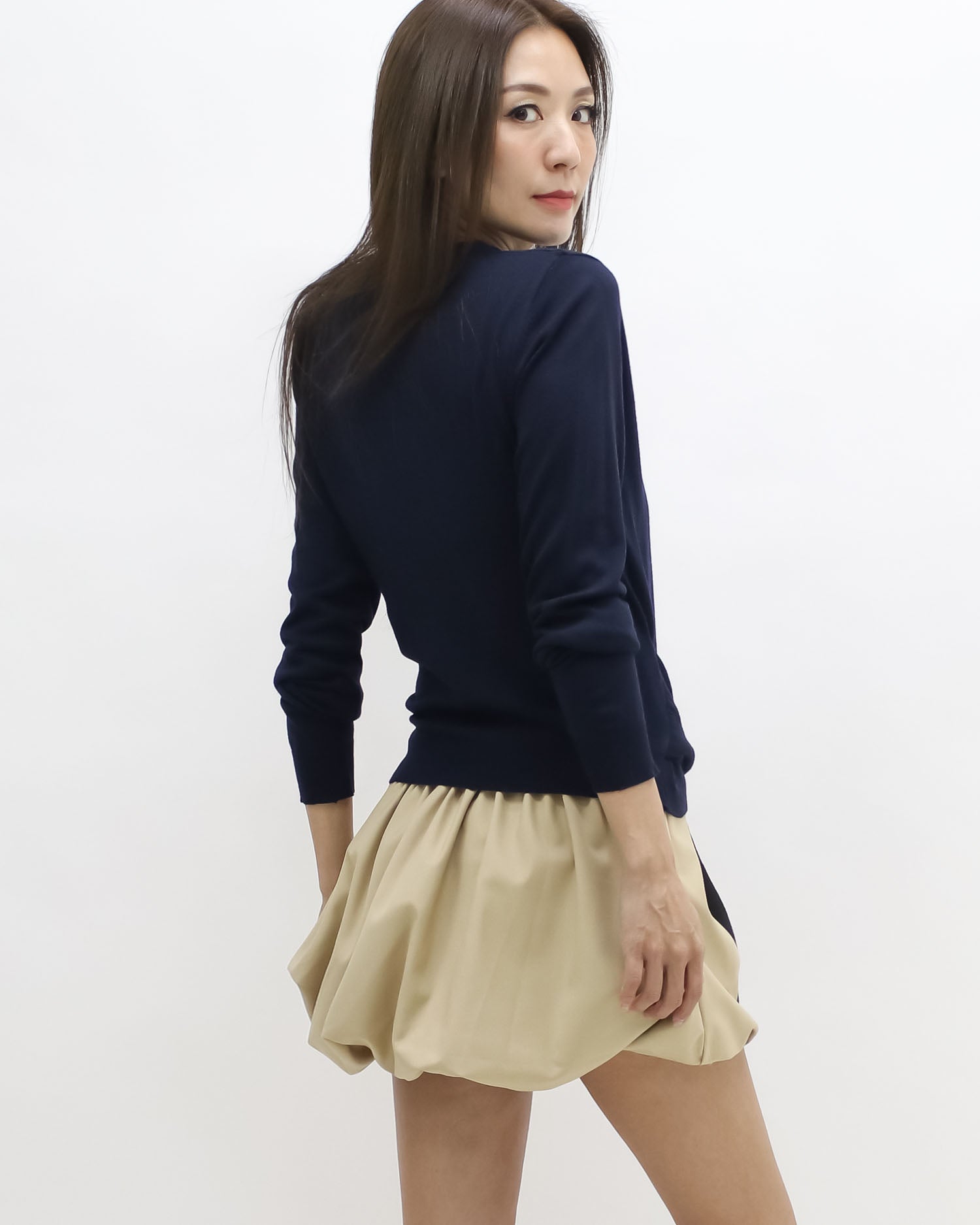 navy tie-up front knitted cardigan