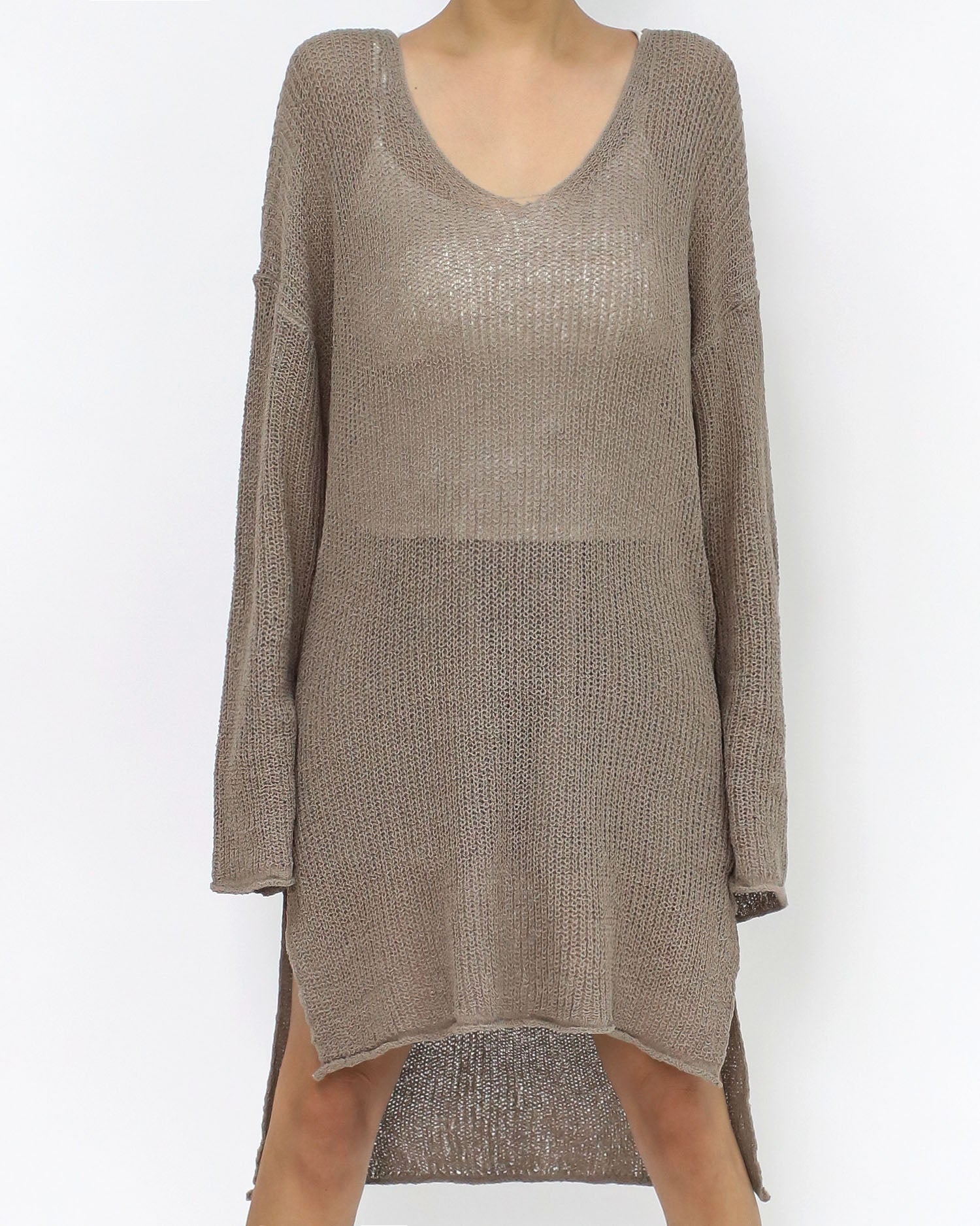 beige summer knitted longline top *pre-order*