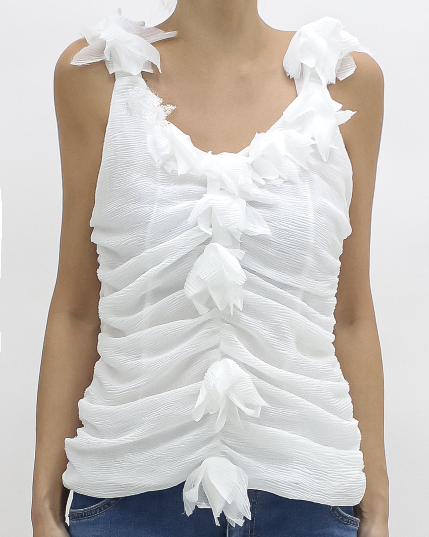 ivory flowers texture vest