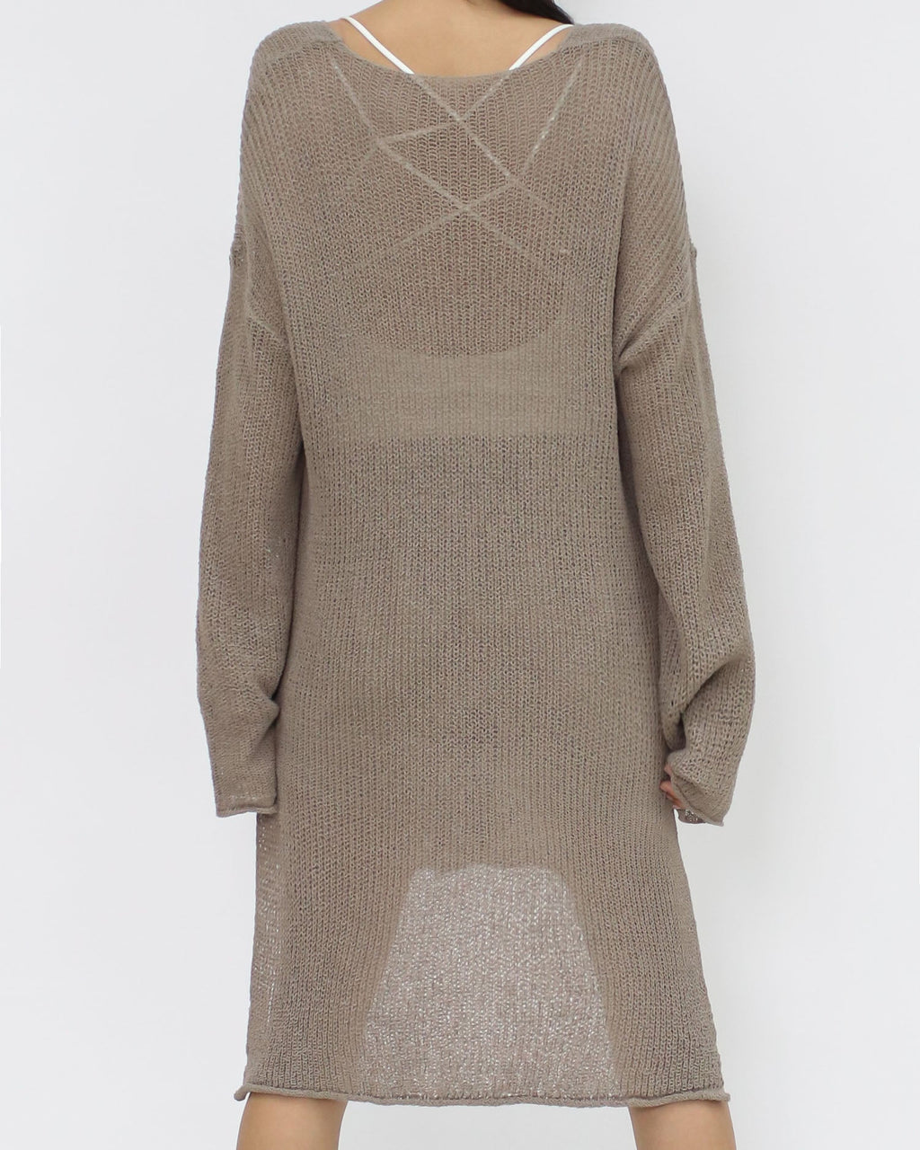 beige summer knitted longline top *pre-order*