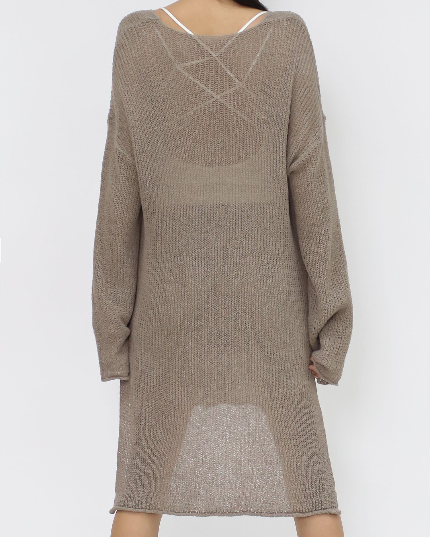 beige summer knitted longline top *pre-order*