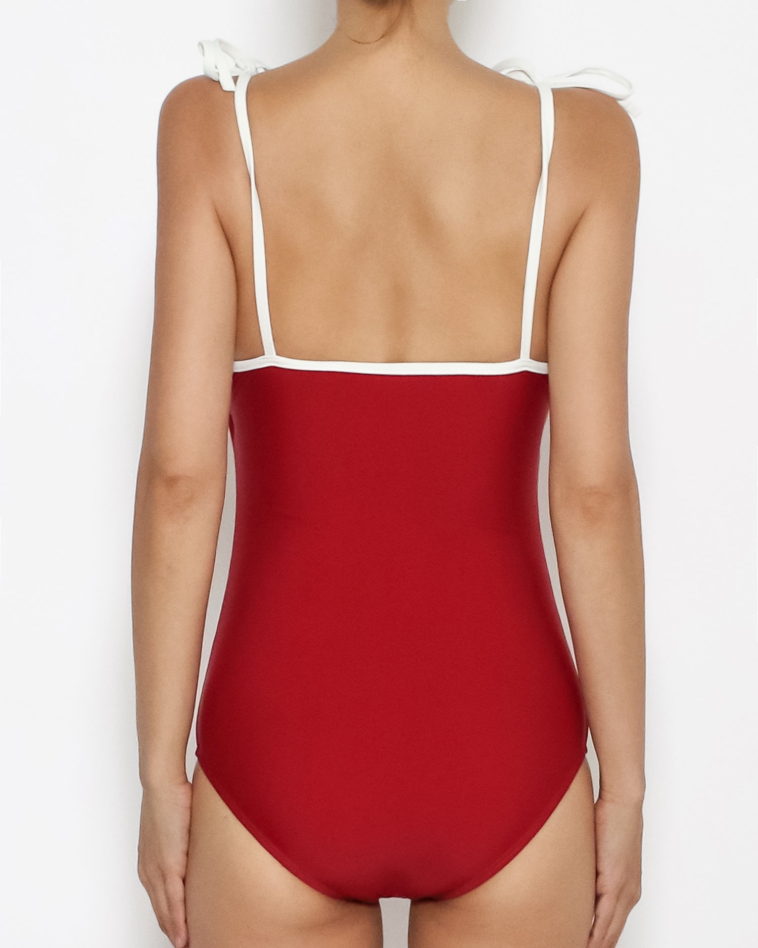red w/ ivory straps one pieces swimwear *pre-order*