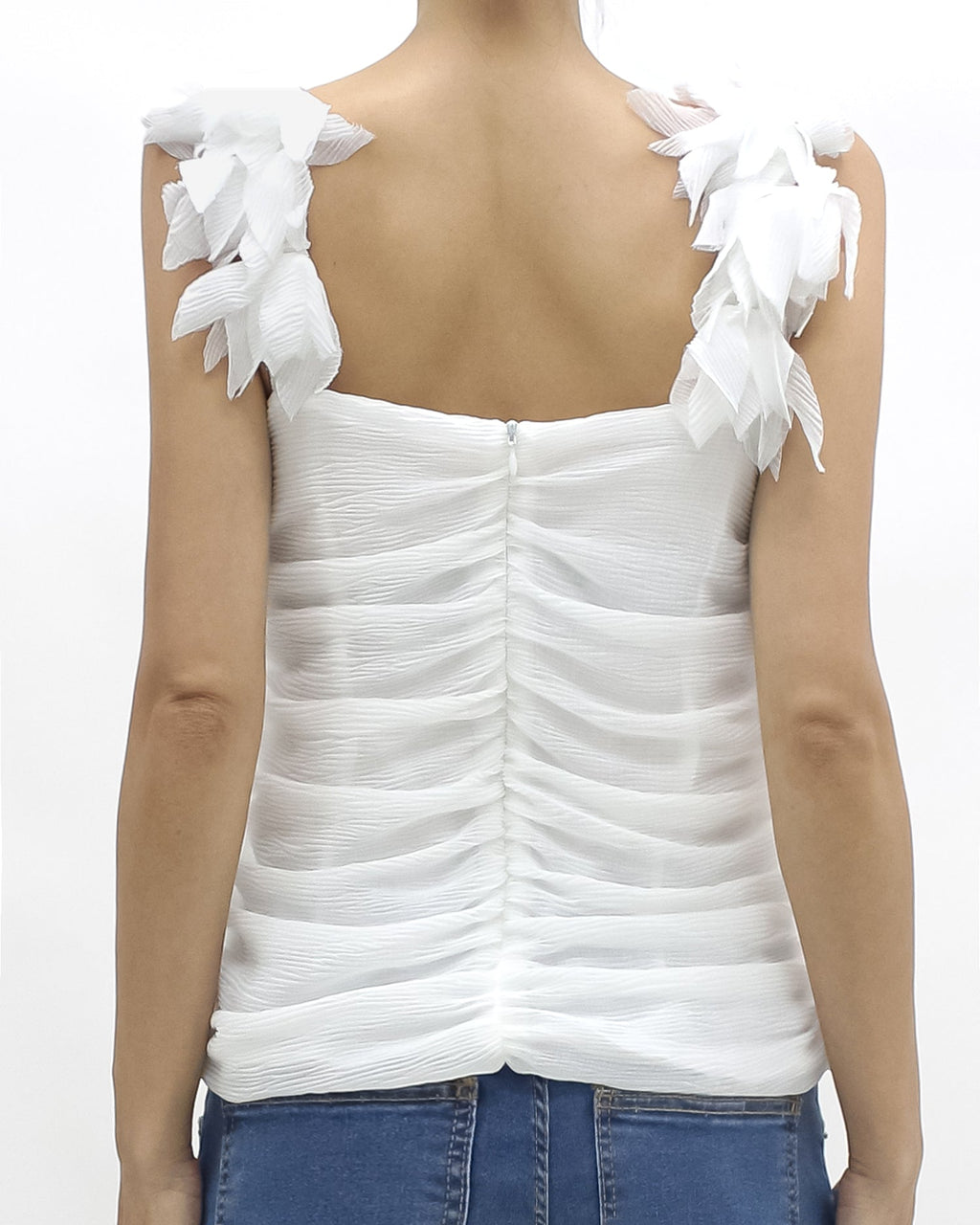 ivory flowers texture vest