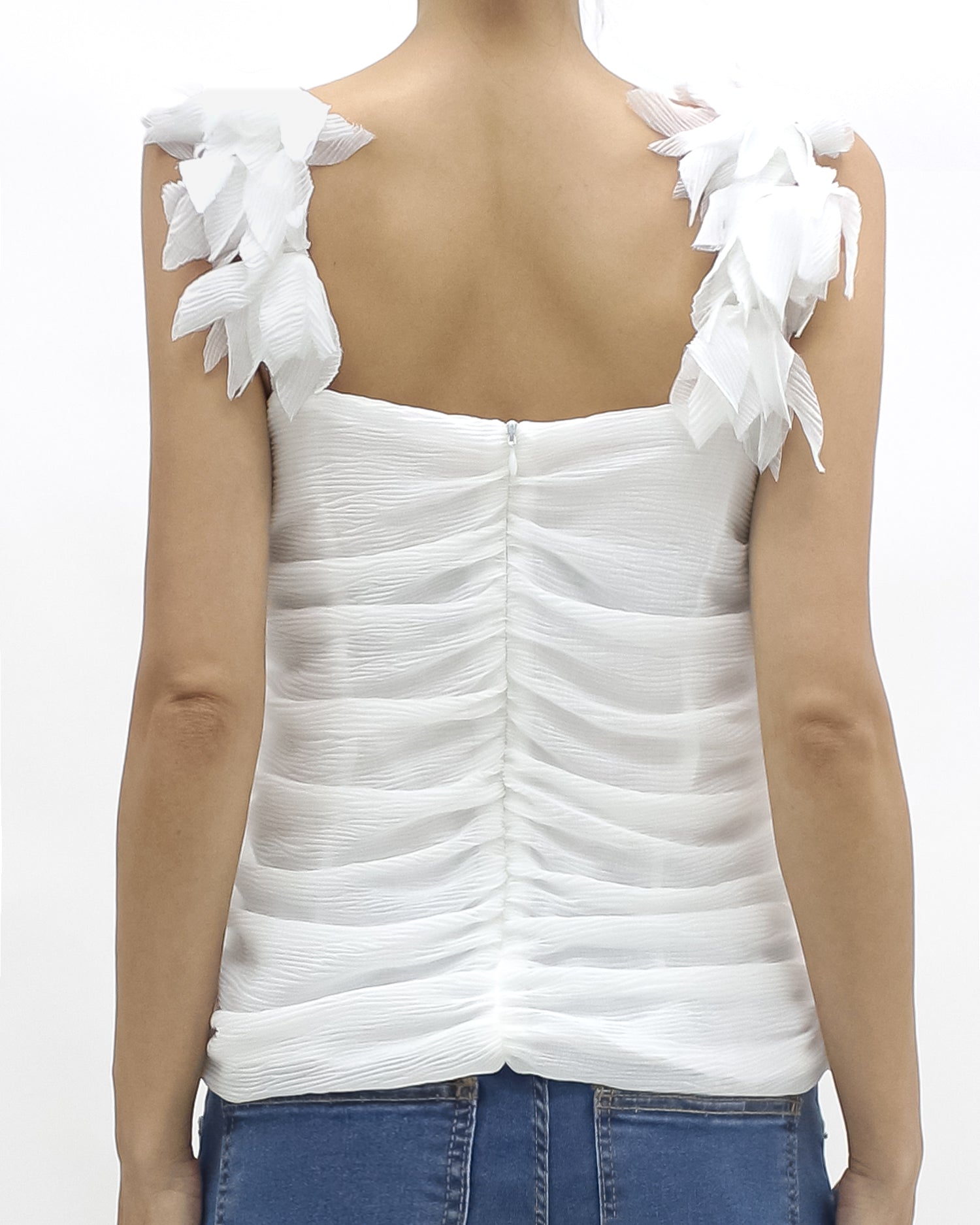 ivory flowers texture vest