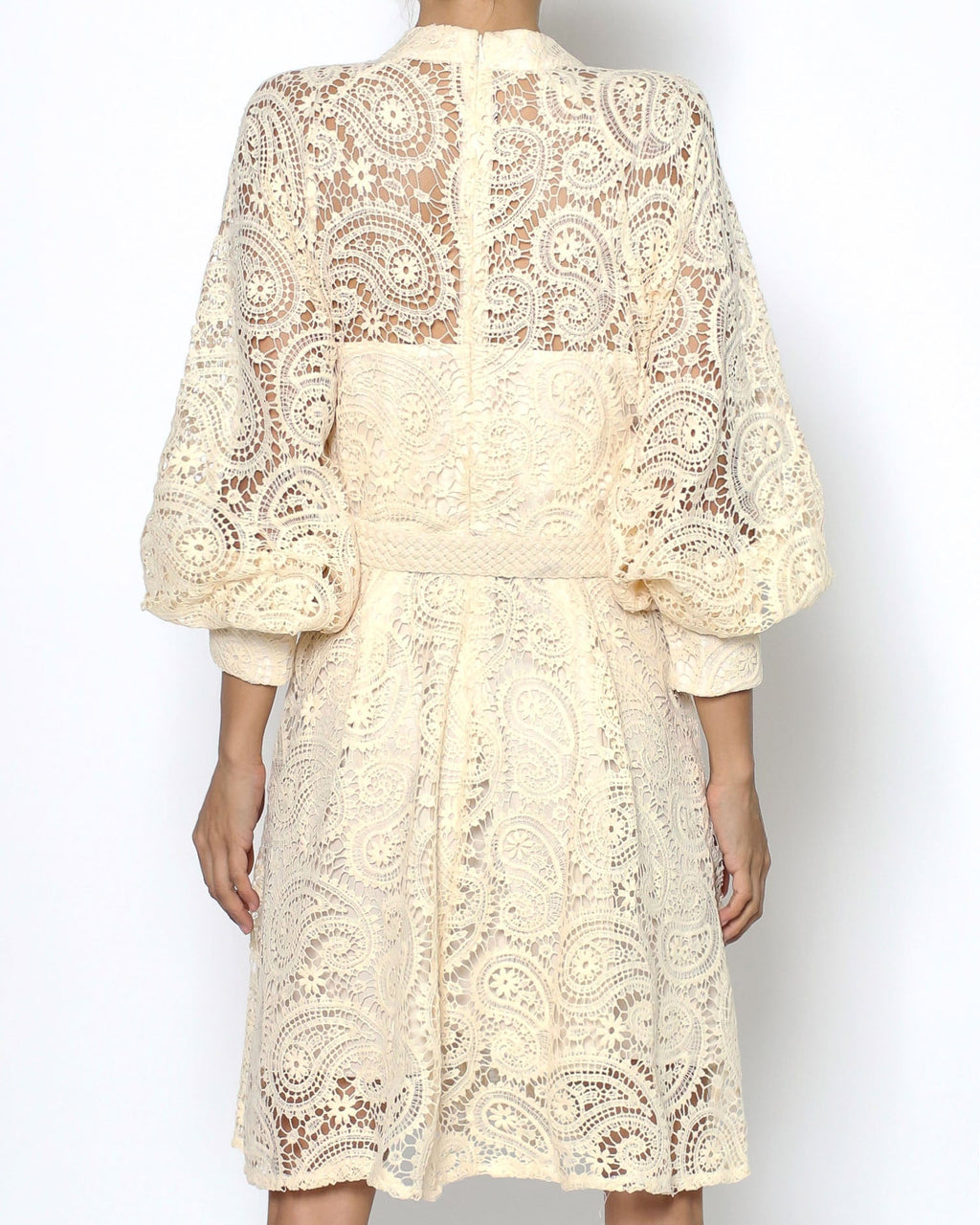 beige crochet dress with rope belt *pre-order*