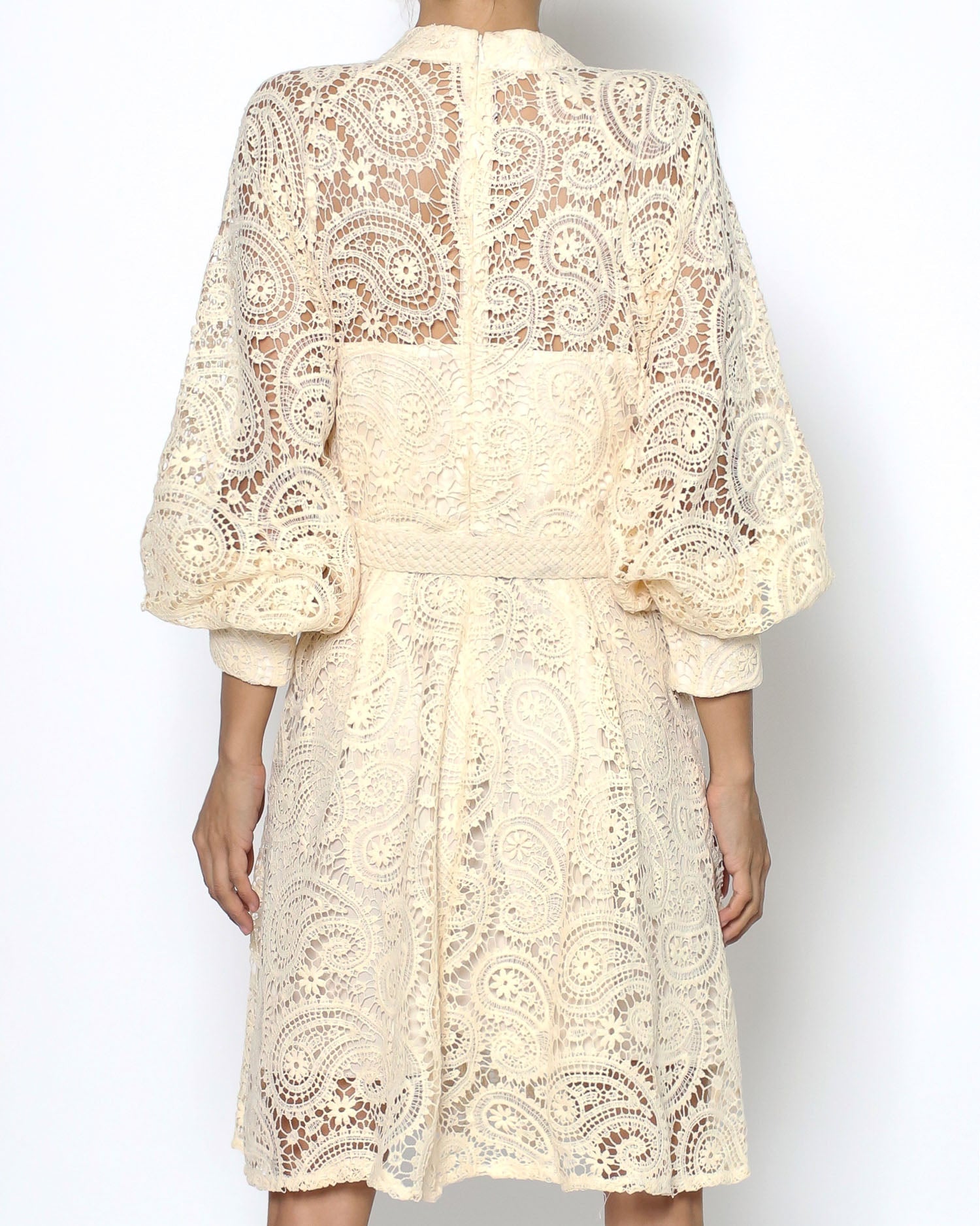 beige crochet dress with rope belt *pre-order*