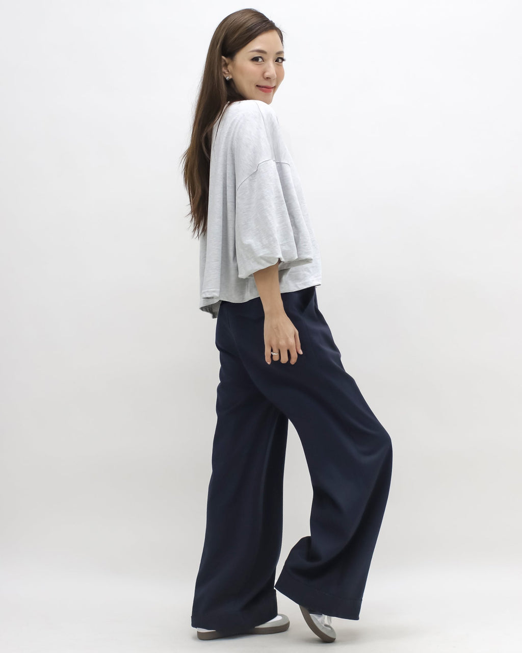 marl grey puff sleeves tee