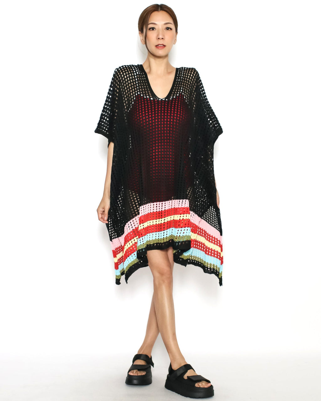 black stripes knitted cover up dress *pre-order*