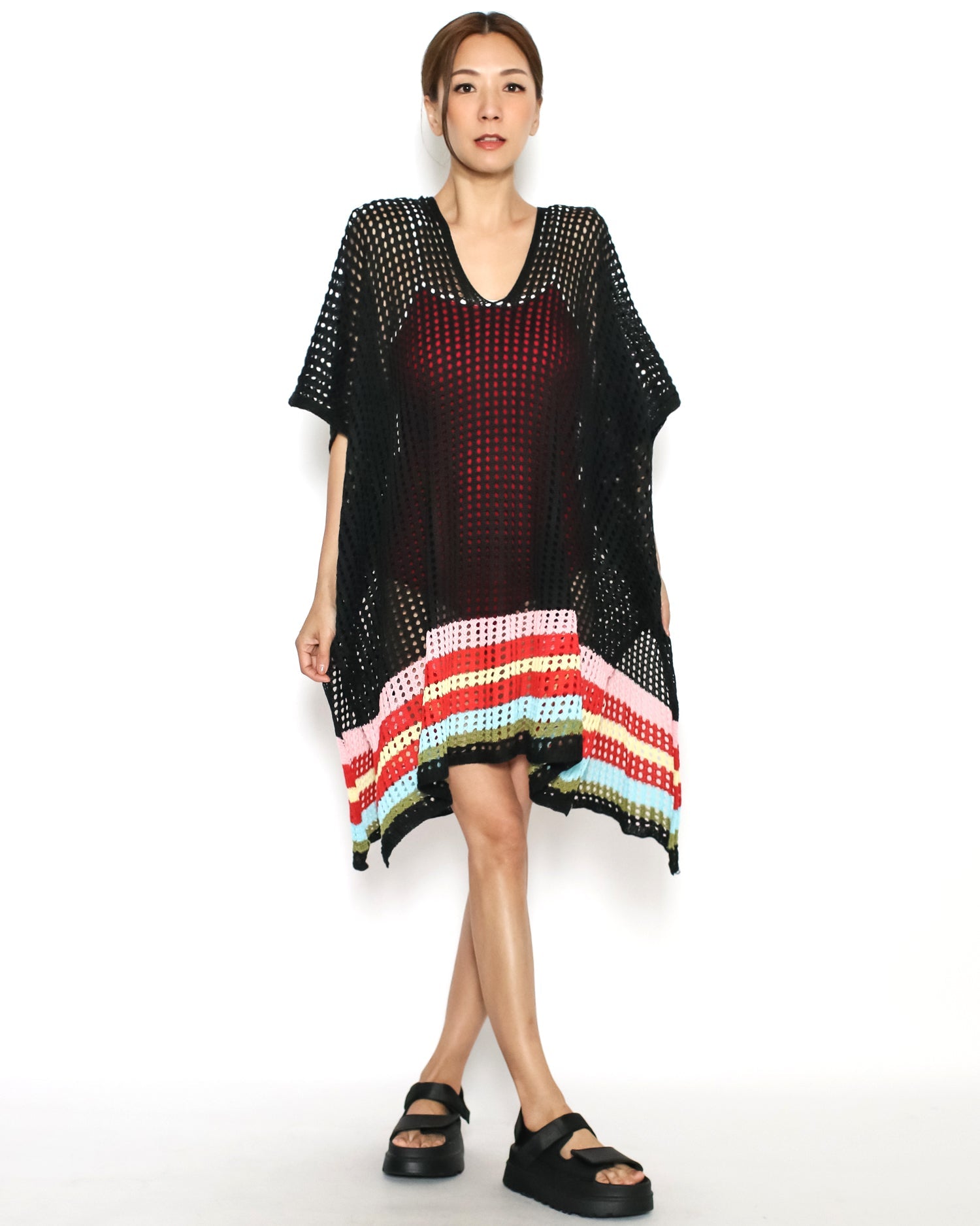 black stripes knitted cover up dress *pre-order*