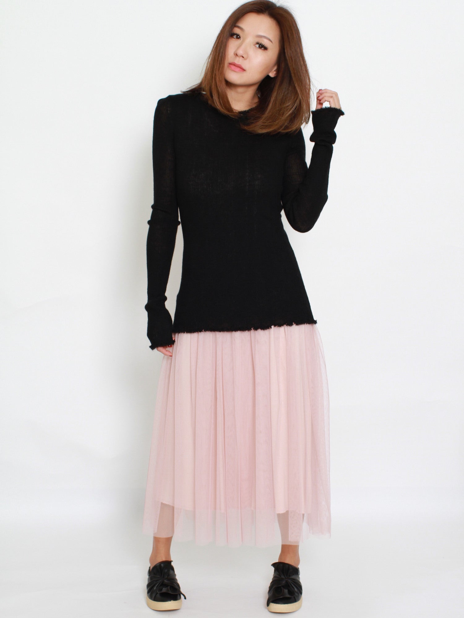 pink mesh layers longline slip dress *pre-order*