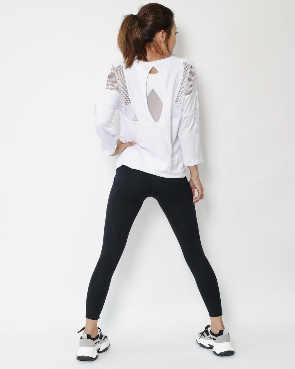 white nets open back sporty top *pre-order*