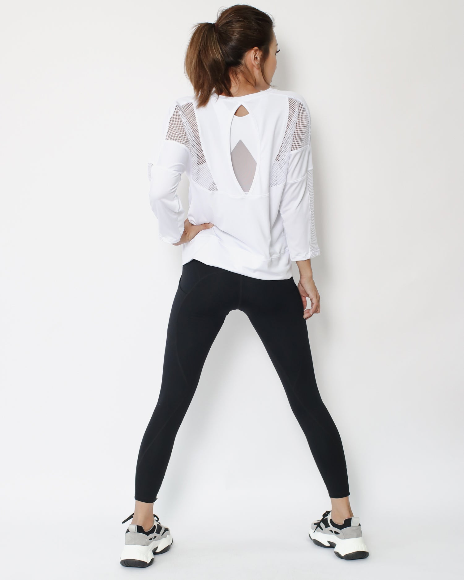 white nets open back sporty top *pre-order*