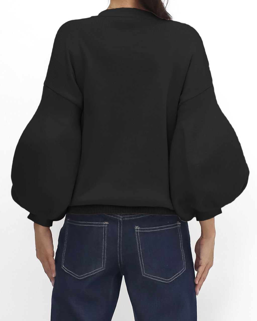 black puff sleeves knitted top *pre-order*