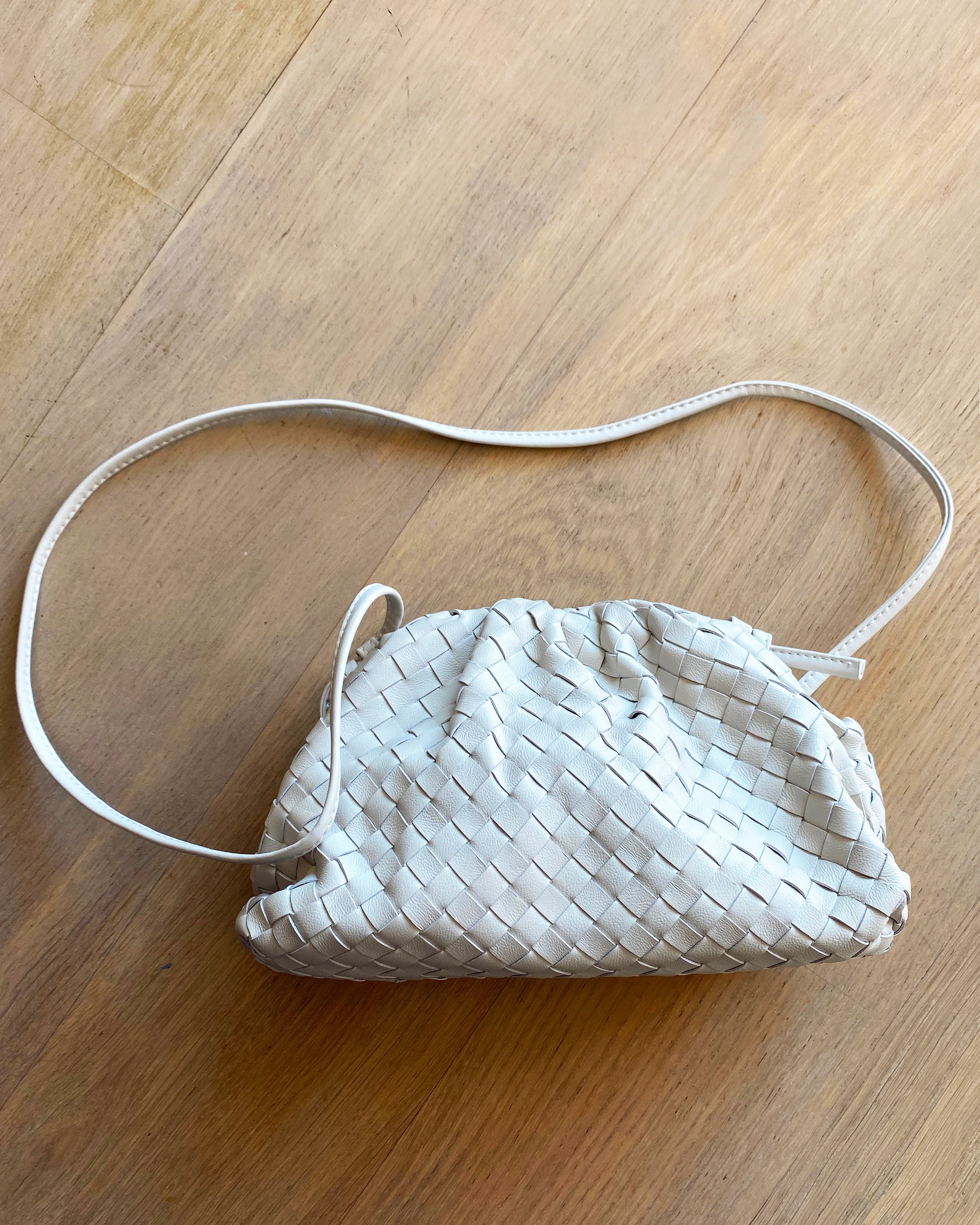 ivory pleats leather cross body bag *pre-order*