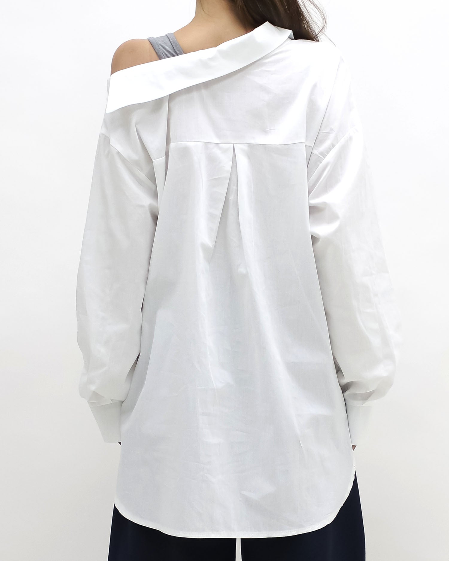 ivory & grey vest cutout shoulder shirt