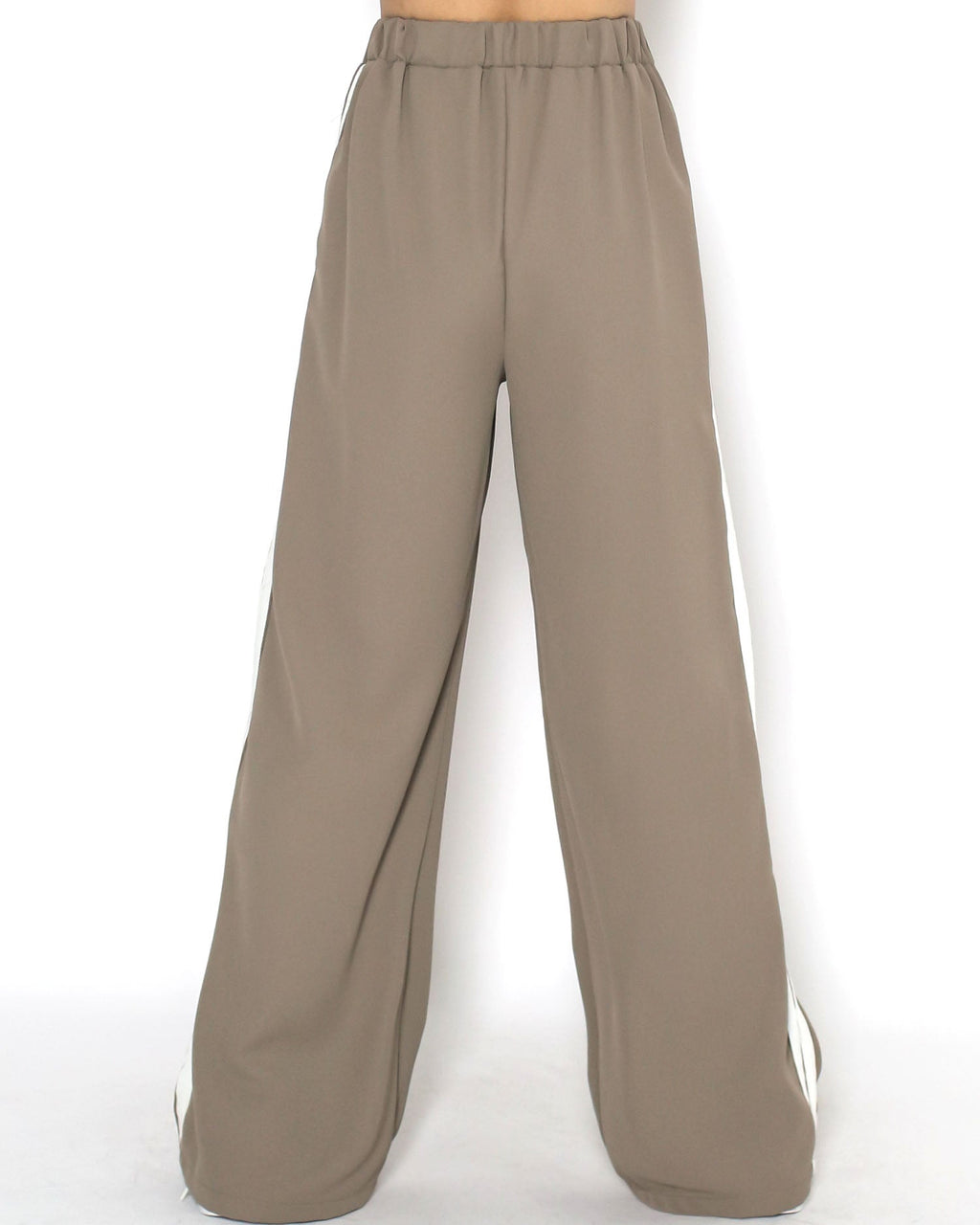 beige & ivory stripes chiffon jacket & straight pants set *pre-order*