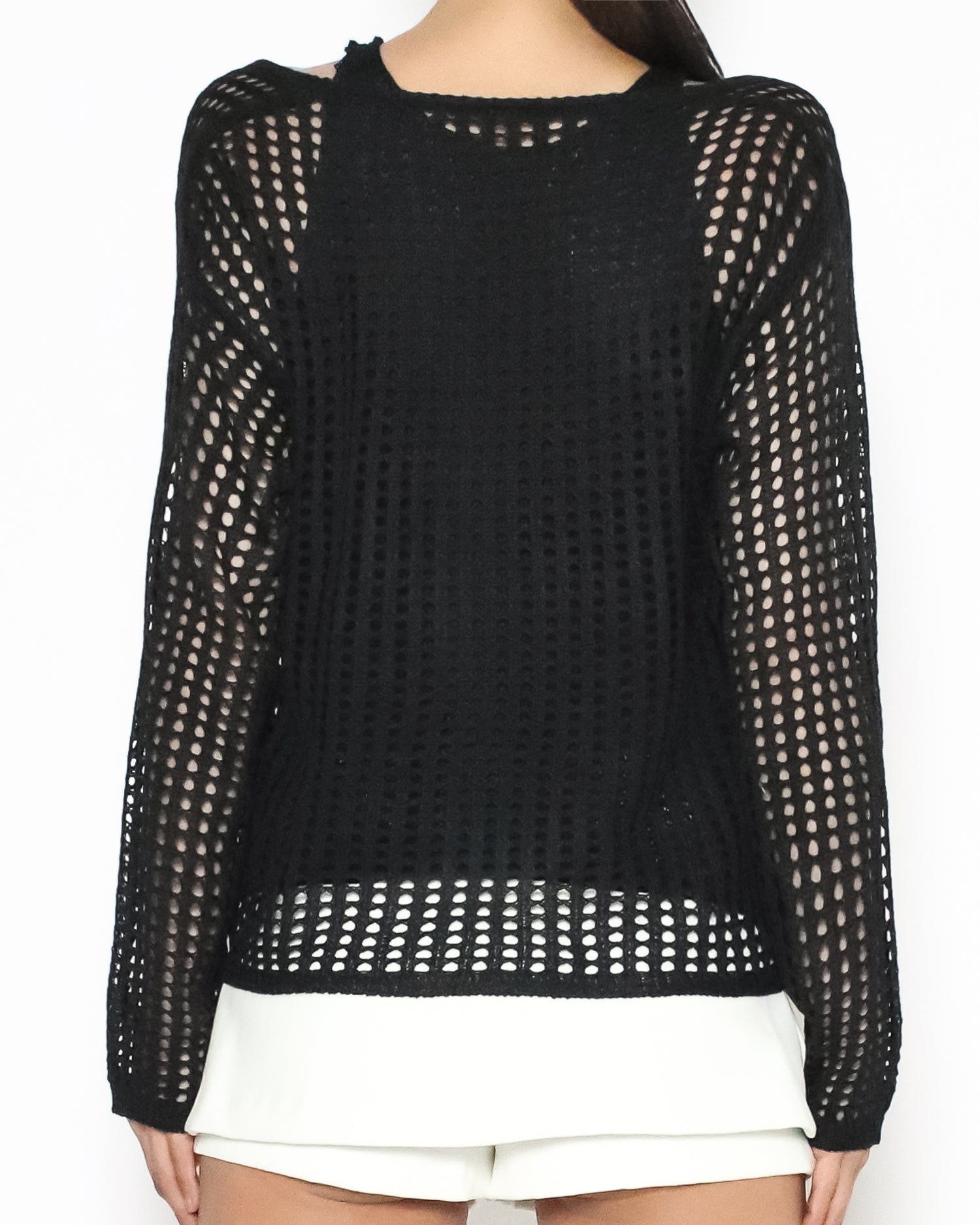 black net knitted top w/ vest set