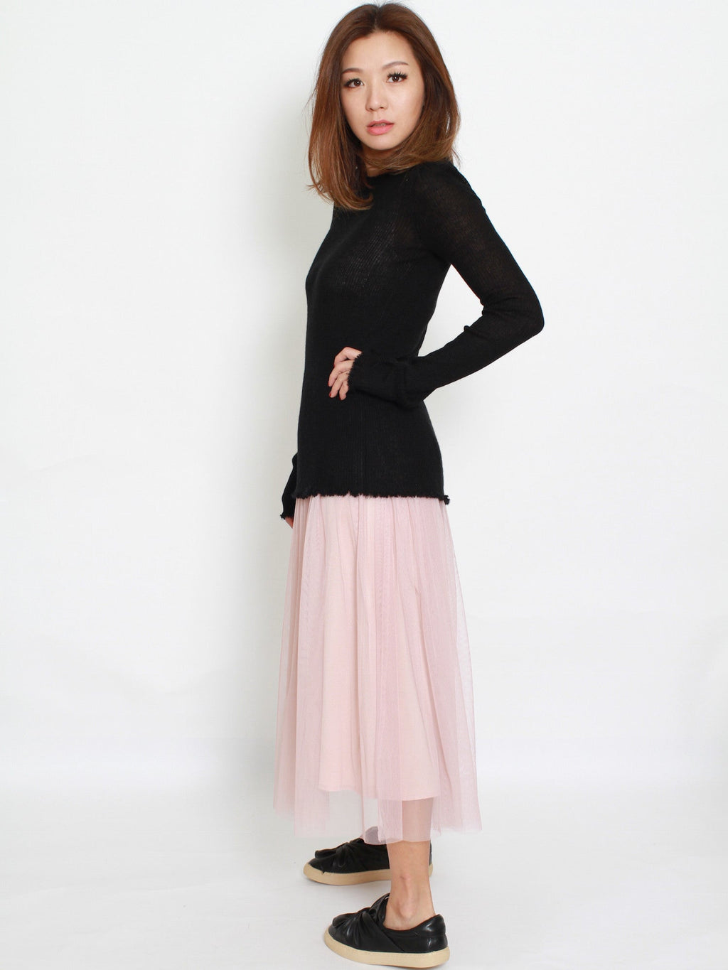 pink mesh layers longline slip dress *pre-order*