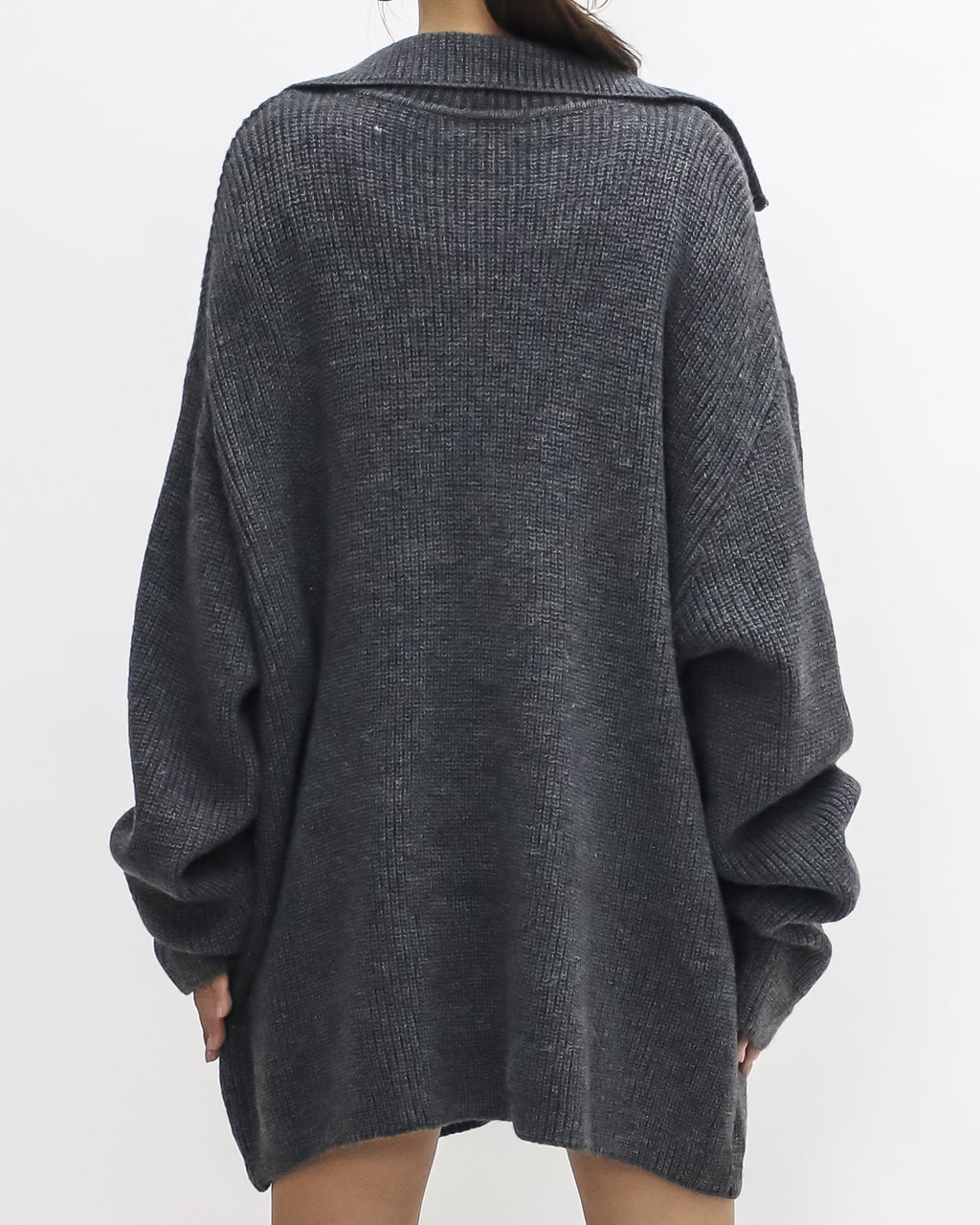 grey collar V neck & shorts knitted set *pre-order*