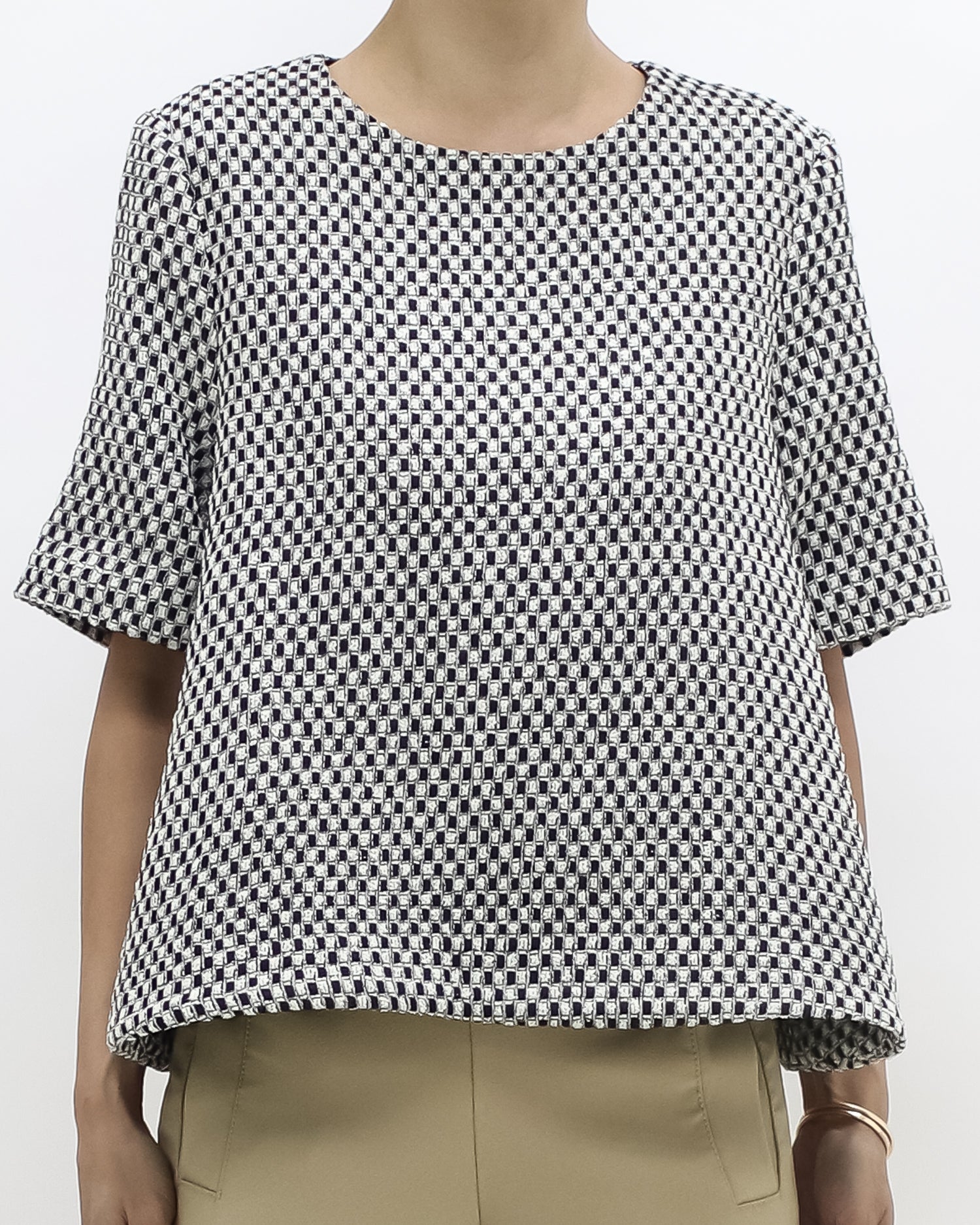 black & ivory tweed flare top *pre-order*