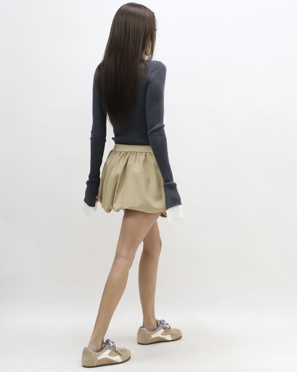 beige puff mini skort *pre-order*