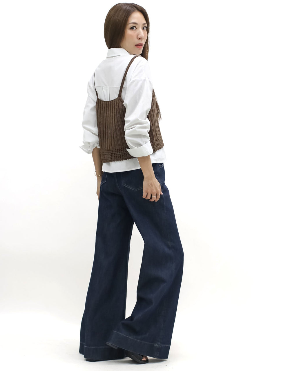 ivory shirt w/ brown knitted slip set *pre-order*