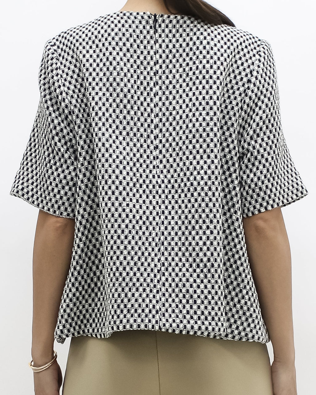 black & ivory tweed flare top *pre-order*