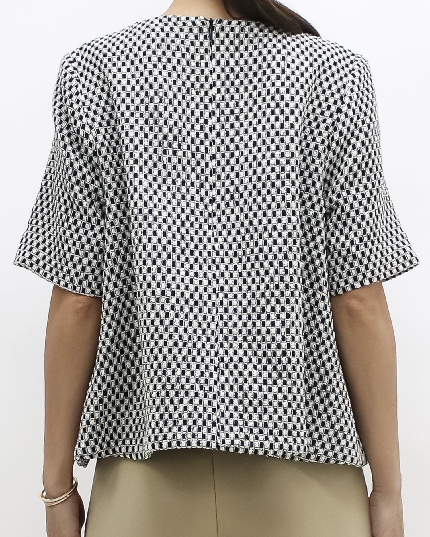 black & ivory tweed flare top *pre-order*