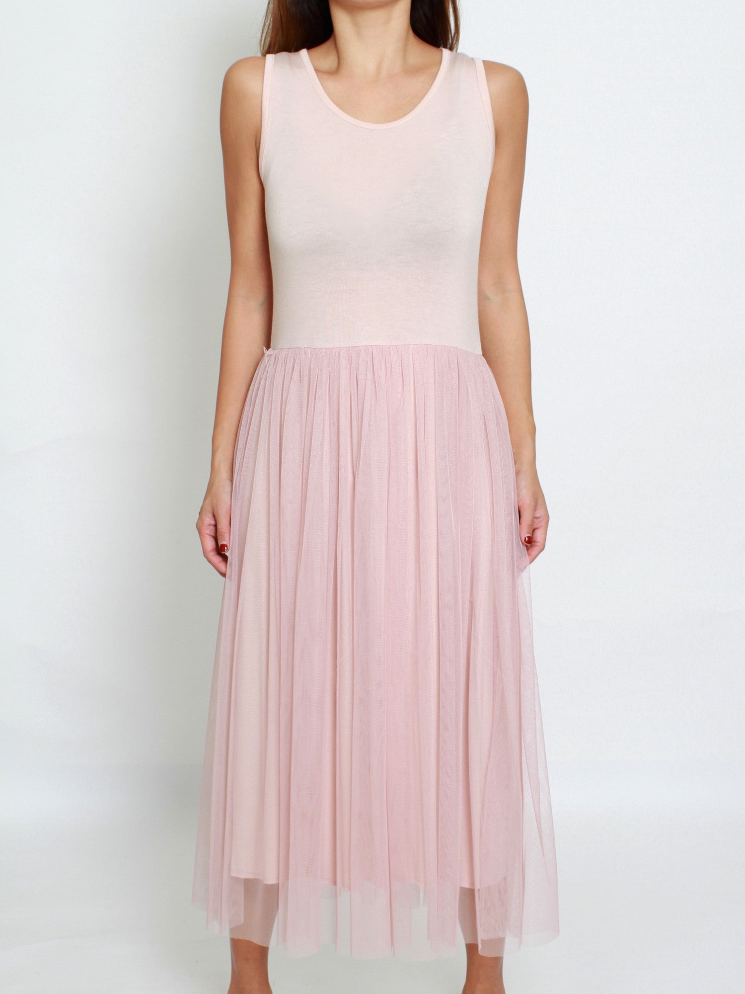 pink mesh layers longline slip dress *pre-order*
