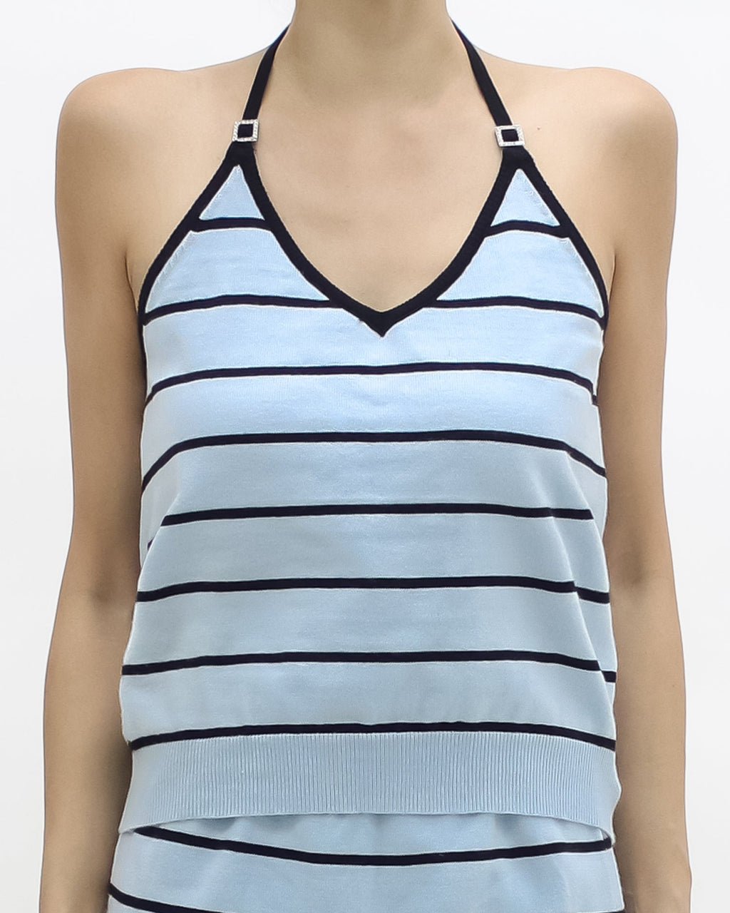 blue stripes knitted vest cardigan & skort *pre-order*