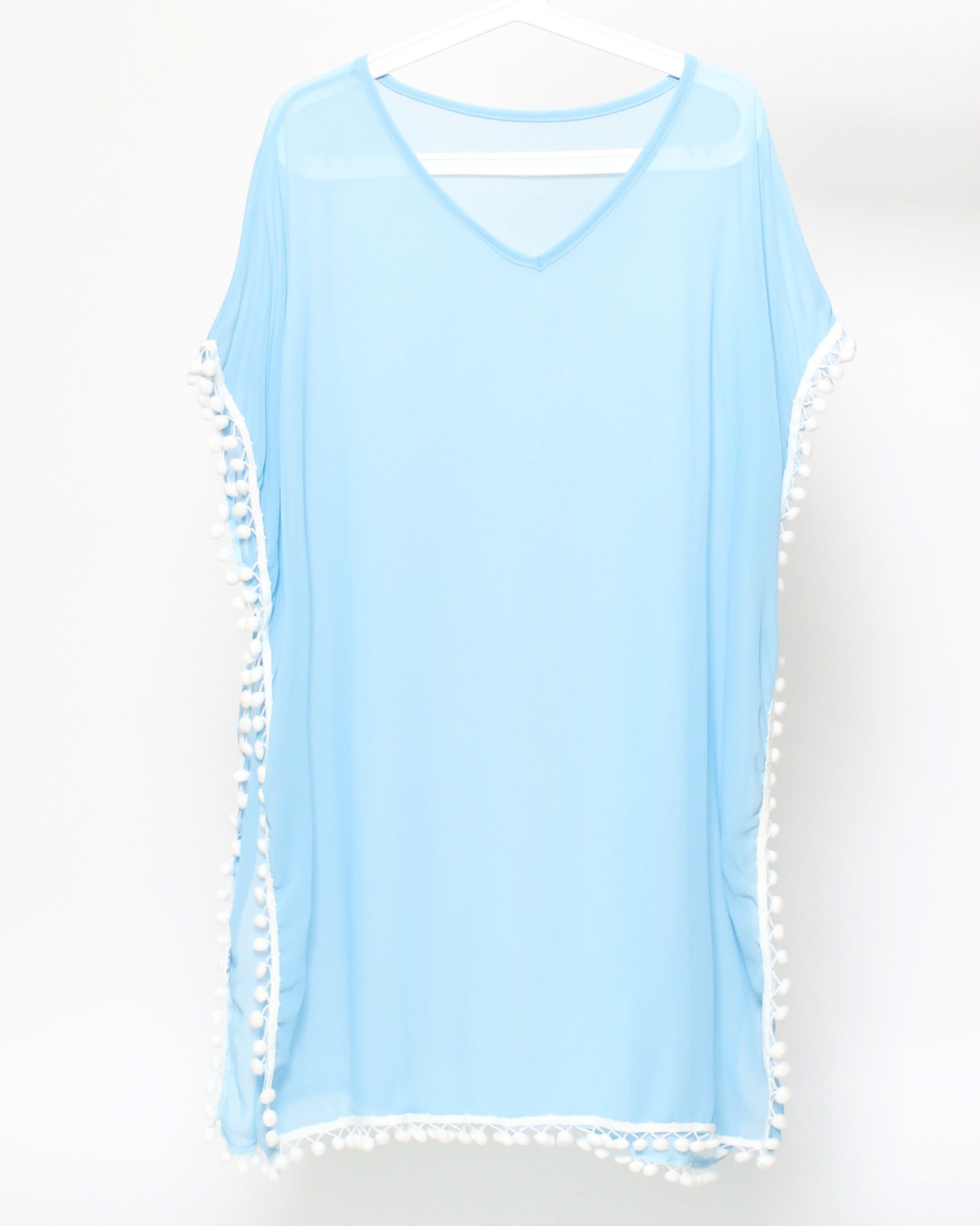 blue sheer pompom cover up dress *pre-order*