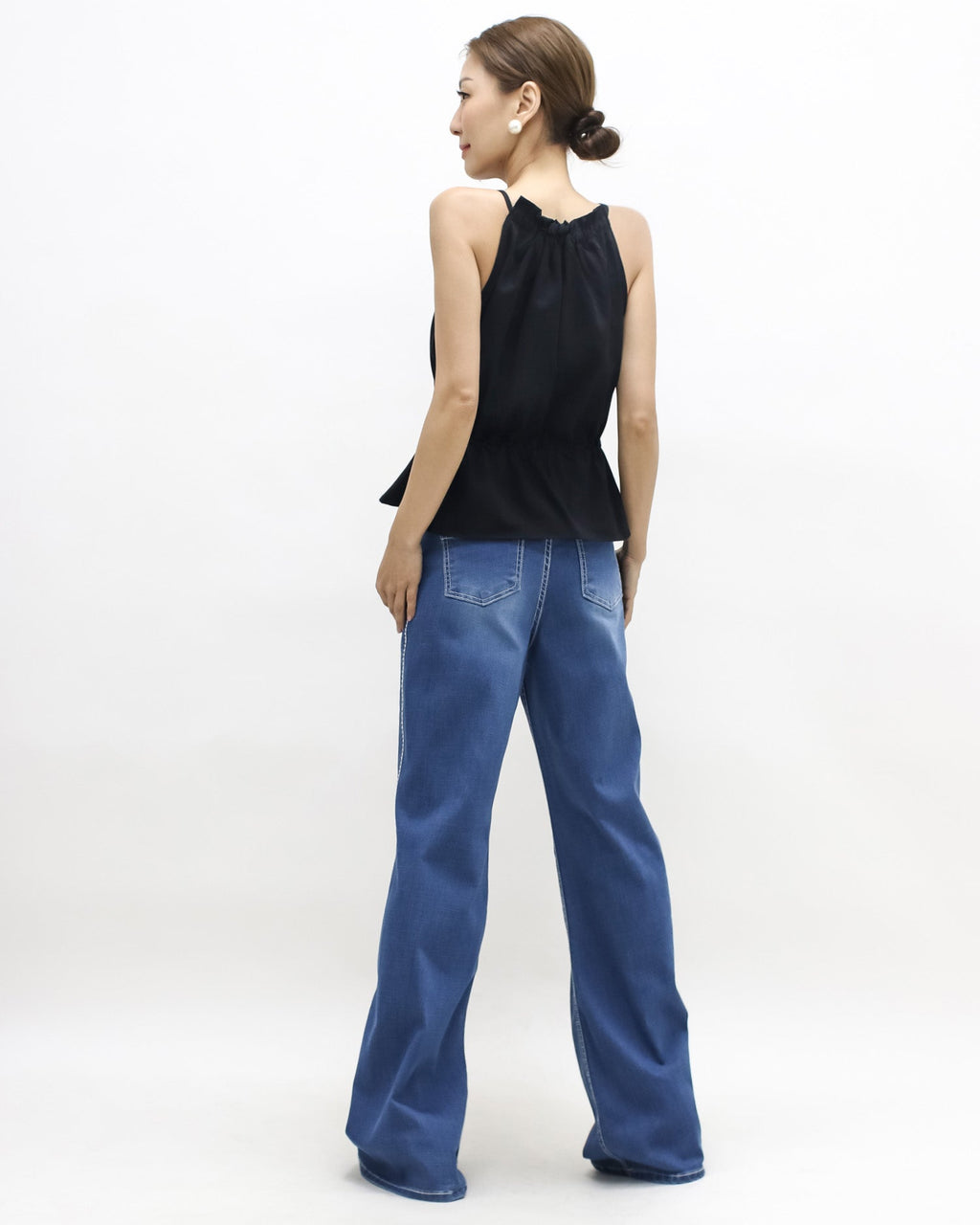 black halter neck drawstring waist top *pre-order*