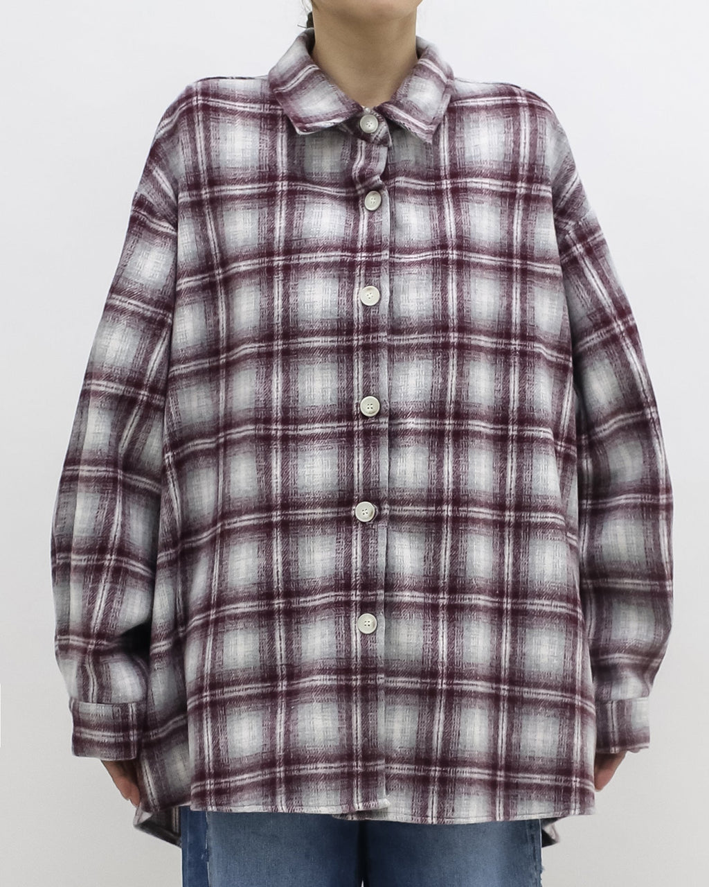 burgundy & ivory checker wool shirt