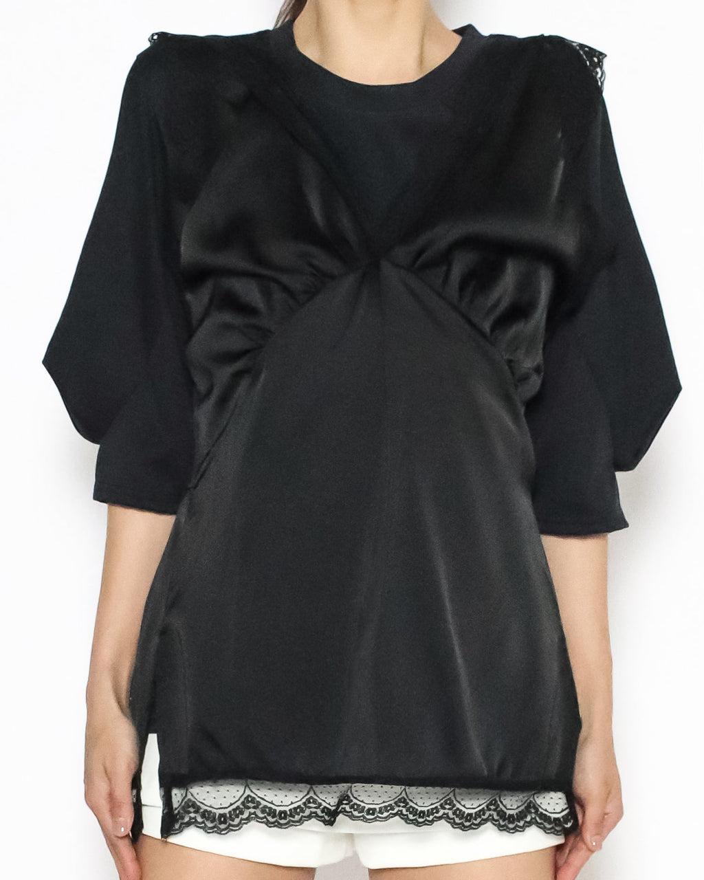 black tee w/ slinky vest set