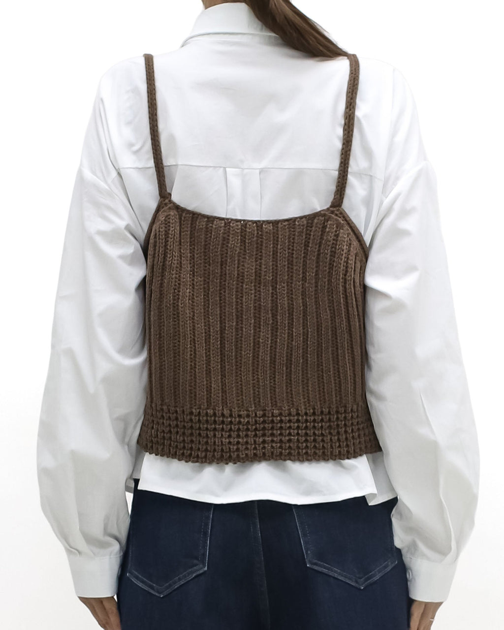 ivory shirt w/ brown knitted slip set *pre-order*