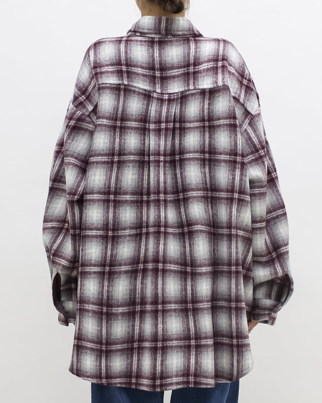 burgundy & ivory checker wool shirt