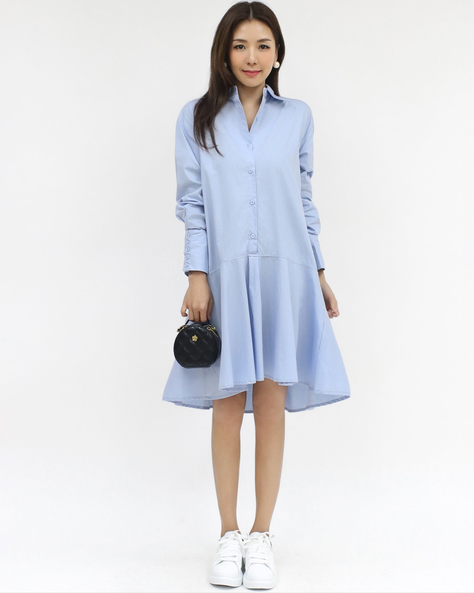 blue flare shirt dress *pre-order*