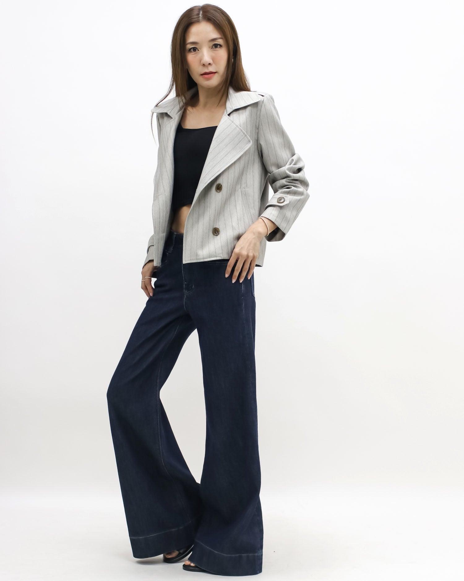 beige stripes blazer jacket *pre-order*