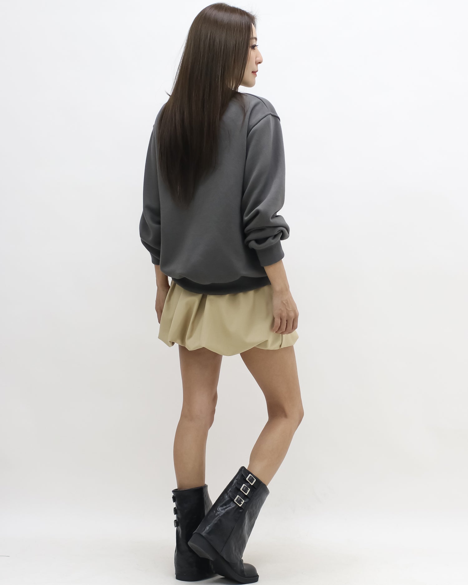 grey embroidered front sweatshirt