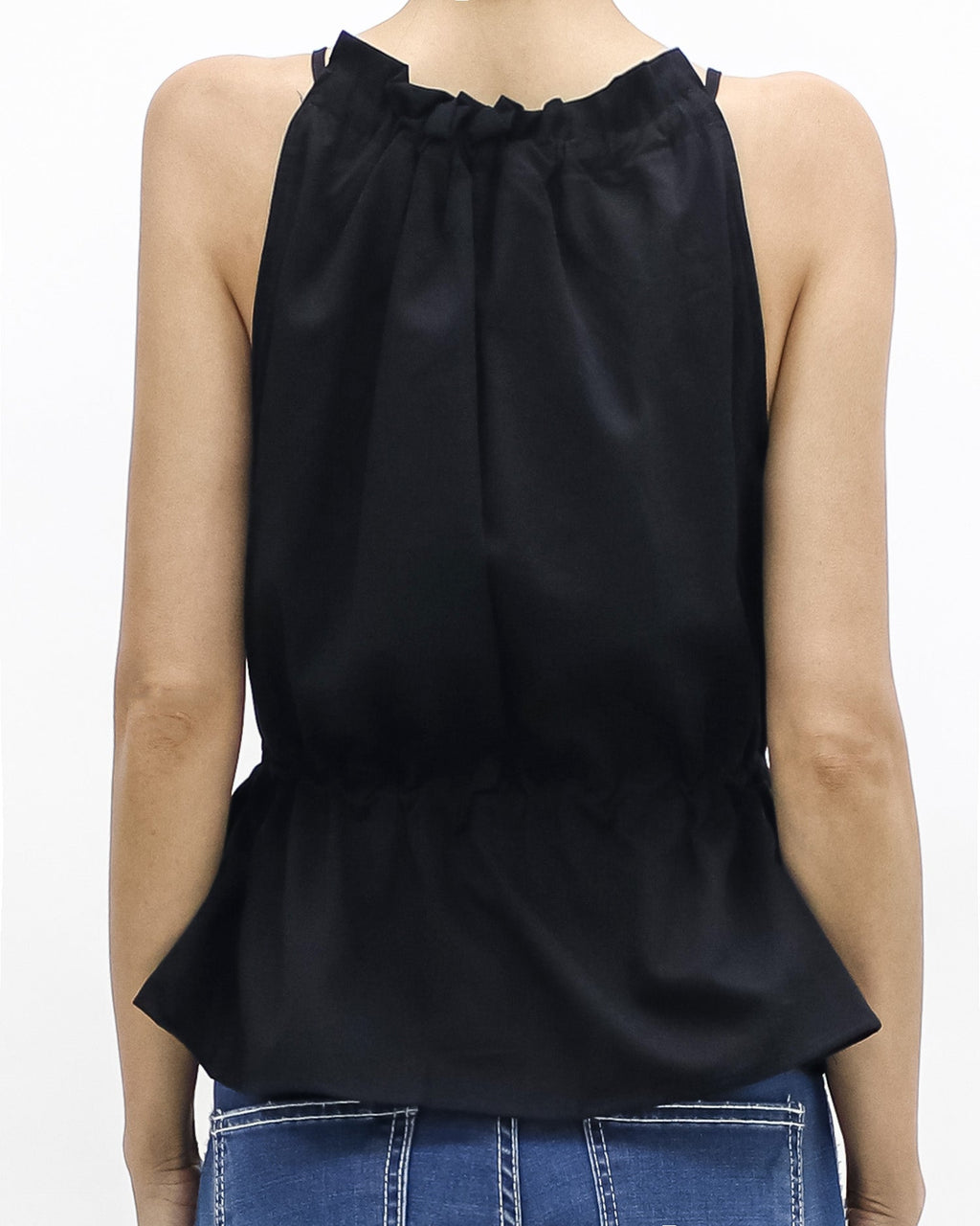 black halter neck drawstring waist top *pre-order*