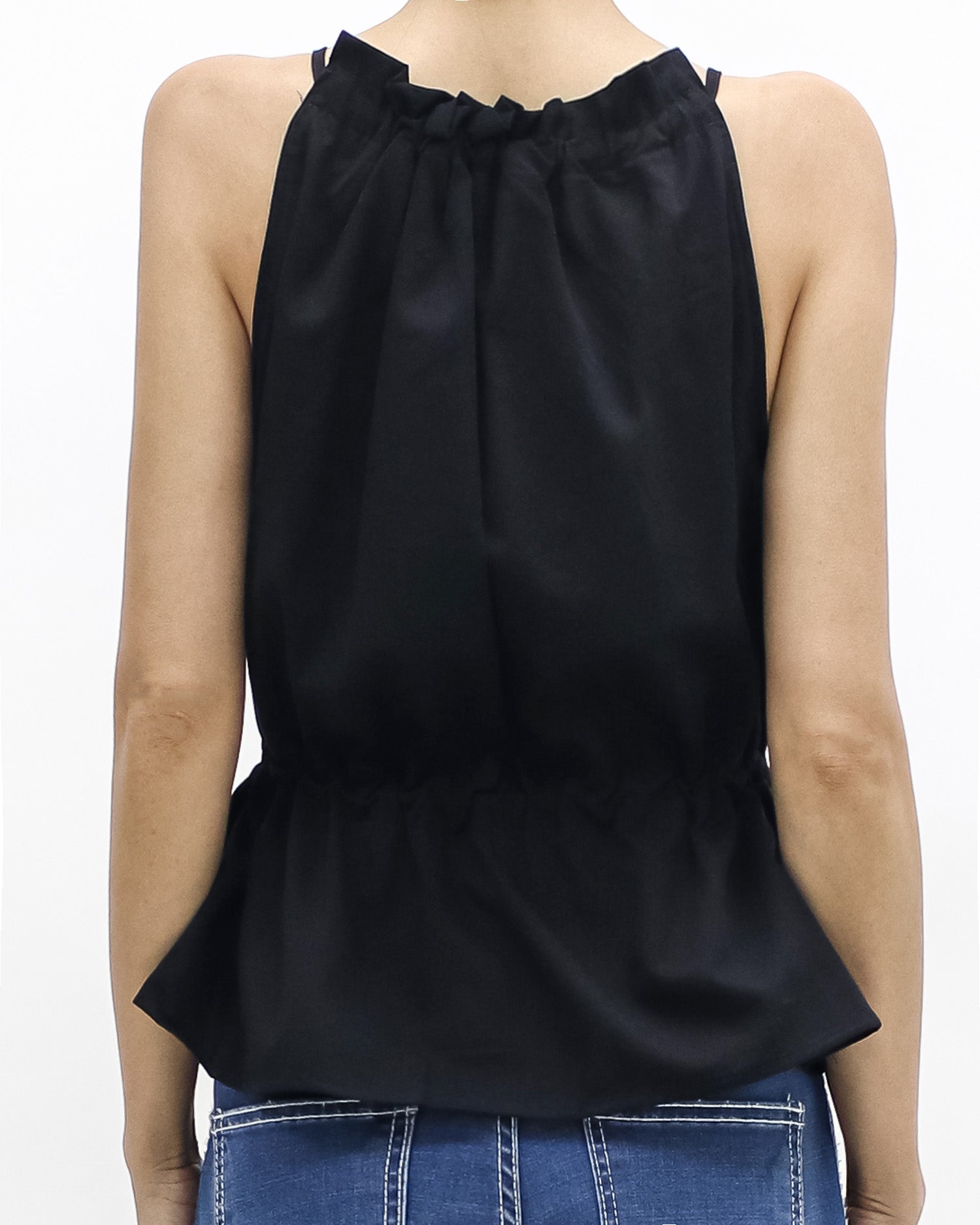 black halter neck drawstring waist top *pre-order*