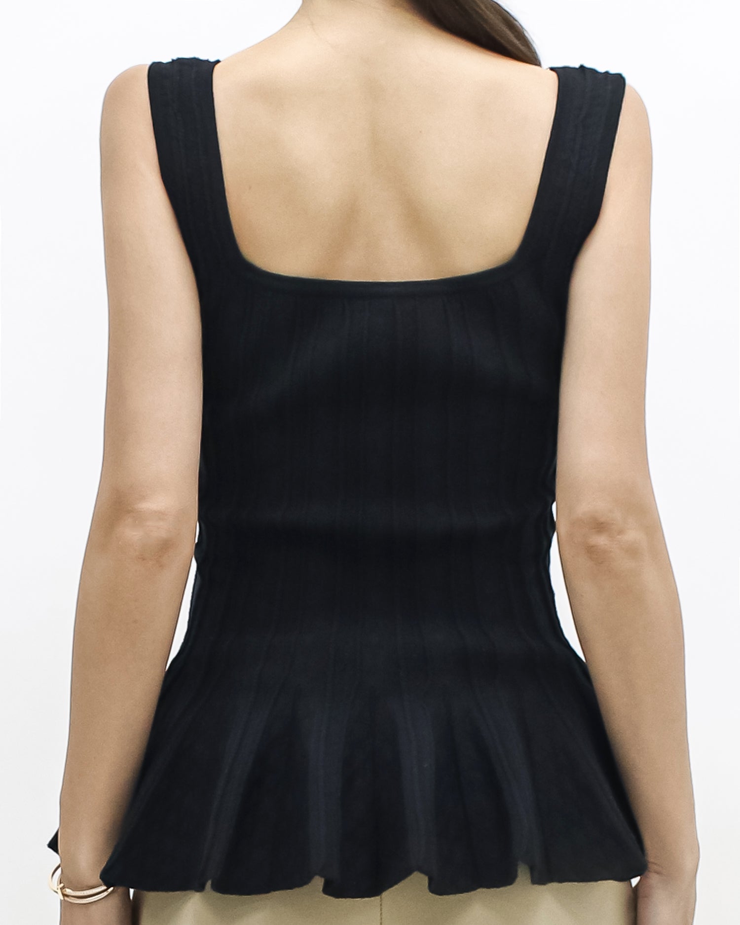 black flare zipper front knitted vest