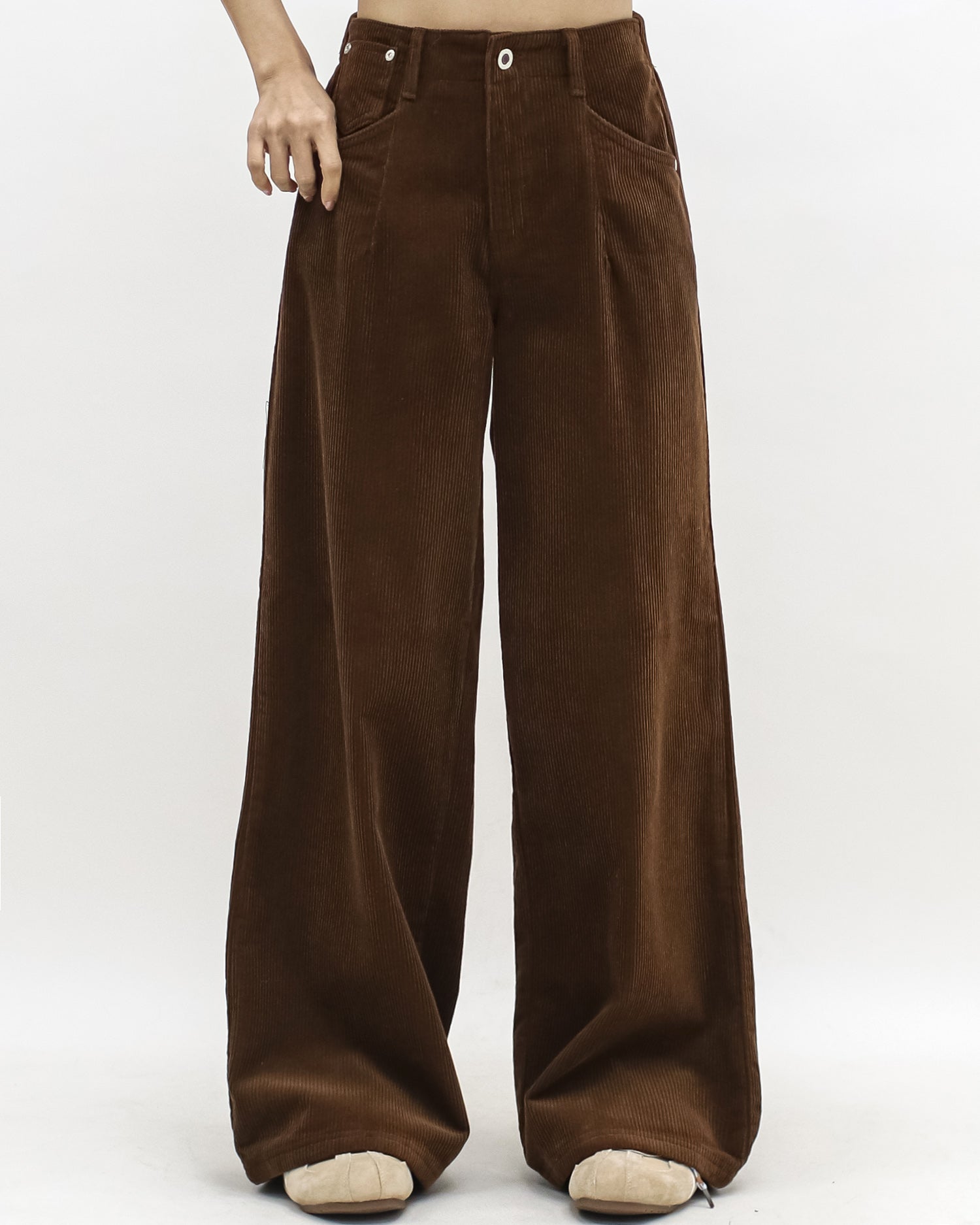 brown cord straight leg pants *pre-order*