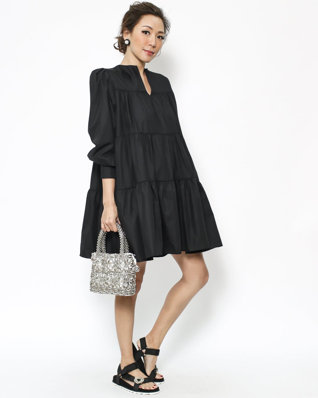 black flare shirt dress *pre-order*