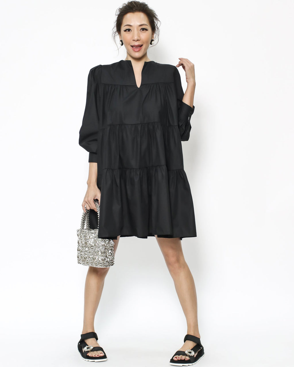 black flare shirt dress *pre-order*